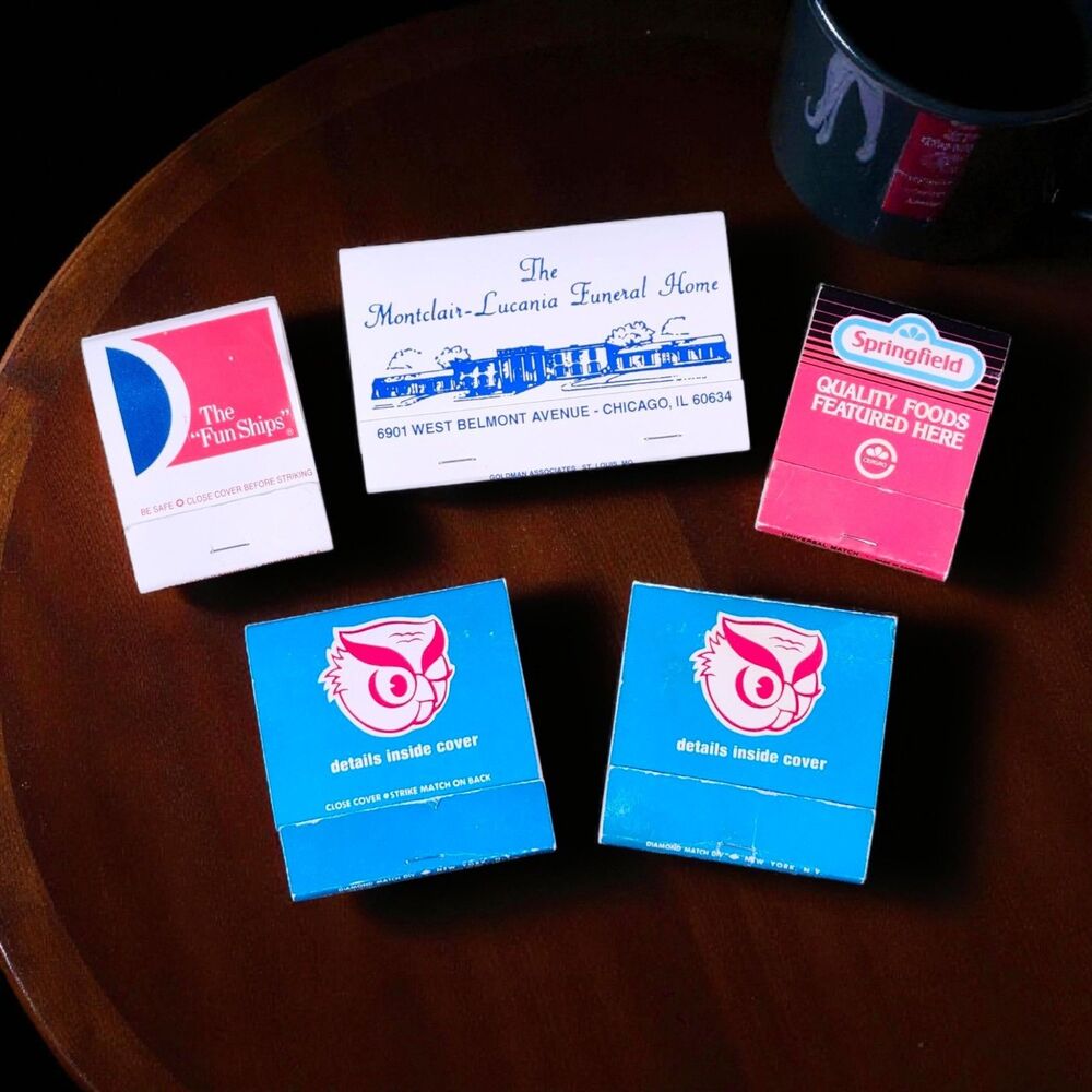 Vintage Matchbook Lot Funeral Home Cruise Food Commissary Advertising Ephemera